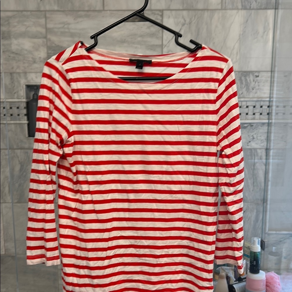 Red and White Striped Women's Top